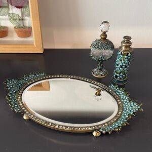 Two’s Company Twos Company Austrian Crystal Vanity Mirror Tray & Perfume Bottles
